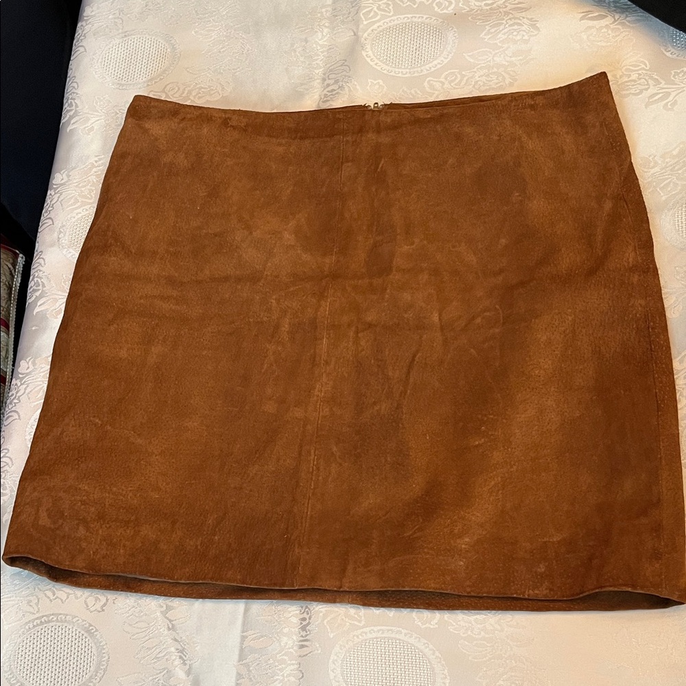 Brown Suede Mini Skirt